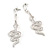 75mm Long Textured Snake Drop Earrings in Silver Tone - view 2