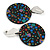 75mm Large Multicoloured Acrylic Round Disk Drop Earrings In Silver Tone - view 4