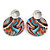 45mm Multicoloured Round Acrylic Hoop Earring with Silver Tone Metal Plate - view 2