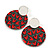 45mm Round Acrylic Heart Pattern Drop Earrings In Red/Grey/35mm Diameter/Silver Tone - view 6