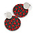 45mm Round Acrylic Heart Pattern Drop Earrings In Red/Grey/35mm Diameter/Silver Tone - view 7