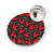 45mm Round Acrylic Heart Pattern Drop Earrings In Red/Grey/35mm Diameter/Silver Tone - view 4