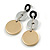 Triple Bead Acrylic Long Earrings in Black/Metallic Silver/Gold - 75mm L - view 6