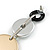 Triple Bead Acrylic Long Earrings in Black/Metallic Silver/Gold - 75mm L - view 5