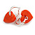 20mm Silver Tone Huggie Hoop Earrings with Orange Red Acrylic Heart Charm - view 9