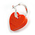 20mm Silver Tone Huggie Hoop Earrings with Orange Red Acrylic Heart Charm - view 4