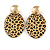 60mm Oval Acrylic Cheetah Print Earrings with Gold Tone Round Plate - view 6