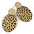 60mm Oval Acrylic Cheetah Print Earrings with Gold Tone Round Plate - view 2