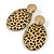 60mm Oval Acrylic Cheetah Print Earrings with Gold Tone Round Plate - view 7