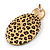 60mm Oval Acrylic Cheetah Print Earrings with Gold Tone Round Plate - view 5