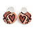 45mm Heart Motif Round Acrylic Hoop Earring with Silver Tone Metal Plate in Cream/Brown/Black - view 4