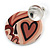 45mm Heart Motif Round Acrylic Hoop Earring with Silver Tone Metal Plate in Cream/Brown/Black - view 6