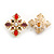 25mm Multicoloured Bead Square Stud Earrings in Gold Tone - view 5