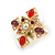 25mm Multicoloured Bead Square Stud Earrings in Gold Tone - view 6