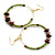 50mm Lime Green Glass And Brown Wood Bead Hoop Earrings In Gold Tone - 80mm Drop - view 9