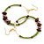 50mm Lime Green Glass And Brown Wood Bead Hoop Earrings In Gold Tone - 80mm Drop - view 4