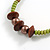 50mm Lime Green Glass And Brown Wood Bead Hoop Earrings In Gold Tone - 80mm Drop - view 5