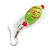 Lime Green/Red Oval Glass Bead Drop Earrings In Silver Tone - 50mm L - view 5