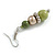 Graduated Acrylic Bead Drop Earrings in Green/ Gold - 55mm Long - view 4