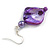 Purple Shell and Glass Bead Drop Earrings - 50mm Long - view 5