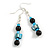 Blue/ Black Glass and Shell Bead Drop Earrings with Silver Tone Closure - 6cm Long - view 4