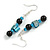 Blue/ Black Glass and Shell Bead Drop Earrings with Silver Tone Closure - 6cm Long - view 2