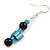 Blue/ Black Glass and Shell Bead Drop Earrings with Silver Tone Closure - 6cm Long - view 5