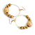 50mm Natural Wood Bead Large Hoop Earrings in Gold Tone - 75mm Drop - view 4