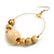 50mm Natural Wood Bead Large Hoop Earrings in Gold Tone - 75mm Drop - view 5
