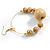 50mm Natural Wood Bead Large Hoop Earrings in Gold Tone - 75mm Drop - view 6