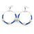 55mm White Faux Pearl and Blue Glass Bead Large Hoop Earrings in Silver Tone - 75mm Drop - view 4