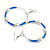55mm White Faux Pearl and Blue Glass Bead Large Hoop Earrings in Silver Tone - 75mm Drop - view 2