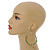 55mm Green Glass Bead Large Hoop Earrings in Silver Tone - 75mm Drop - view 3