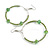 55mm Green Glass Bead Large Hoop Earrings in Silver Tone - 75mm Drop - view 2