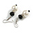 Faux Pearl Black Crystal Bead with Crystal Ring Drop Earrings - 45mm Long - view 4