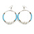 55mm Light Blue Glass Bead with White Faux Pearl Large Hoop Earrings in Silver Tone - 80mmL - view 5