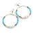 55mm Light Blue Glass Bead with White Faux Pearl Large Hoop Earrings in Silver Tone - 80mmL - view 2