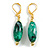 Green/White/Black Oval Glass Bead Drop Earrings In Gold Tone - 45mm L - view 5