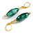 Green/White/Black Oval Glass Bead Drop Earrings In Gold Tone - 45mm L - view 6