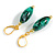 Green/White/Black Oval Glass Bead Drop Earrings In Gold Tone - 45mm L - view 4