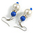 Faux Pearl Blue Ceramic Bead with Crystal Ring Drop Earrings - 45mm Long - view 5