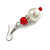 Faux Pearl Red Ceramic Bead with Crystal Ring Drop Earrings - 45mm Long - view 4