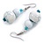 White/ Teal Wood Double Bead Drop Earrings In Silver Tone - 50mm Drop - view 4
