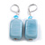 Light Blue Square Ceramic Bead Drop Earrings In Silver Tone - 50mm Drop - view 2