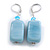 Light Blue Square Ceramic Bead Drop Earrings In Silver Tone - 50mm Drop - view 7