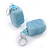 Light Blue Square Ceramic Bead Drop Earrings In Silver Tone - 50mm Drop - view 5