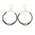 50mm Large Hematite Coloured Glass Bead with Crystal Ball Hoop Earrings in Silver Tone - 75mm Drop - view 4