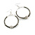 50mm Large Hematite Coloured Glass Bead with Crystal Ball Hoop Earrings in Silver Tone - 75mm Drop - view 2