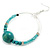 50mm Teal Glass and Wood Bead Large Hoop Earrings in Silver Tone - 75mm Drop - view 6