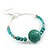 50mm Teal Glass and Wood Bead Large Hoop Earrings in Silver Tone - 75mm Drop - view 3